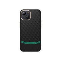 iPhone 15 Kılıf Kablosuz Şarj Özellikli Karbon Fiber Görünümlü Antina Kapak