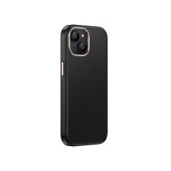 iPhone 15 Kılıf Kablosuz Şarj Özellikli Karbon Fiber Görünümlü Antina Kapak