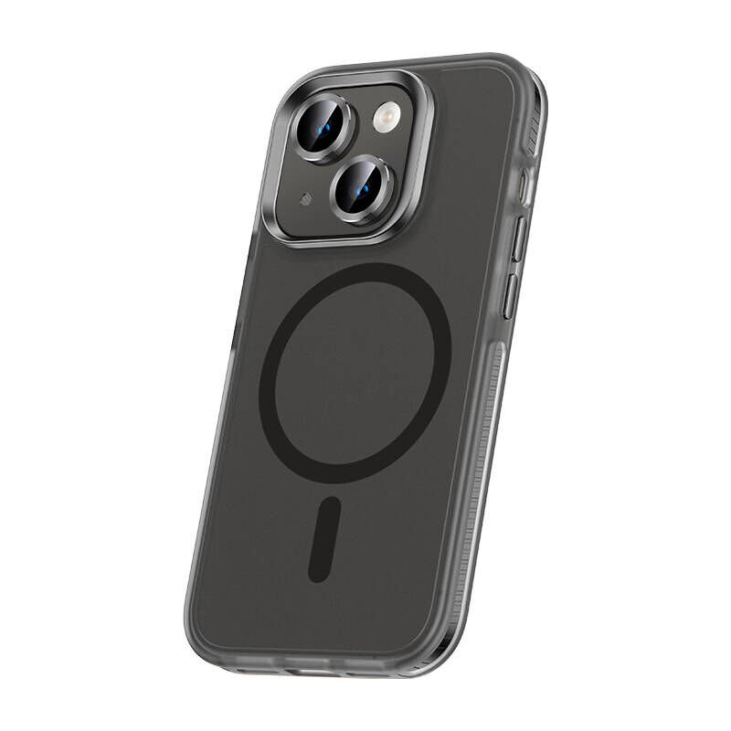 iPhone 15 Plus Kılıf Airbagli Magsafe Wireless Şarj Özellikli Klaptika Kapak Kılıf Siyah