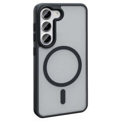 Samsung Galaxy S24 FE Kılıf Kablosuz Şarj Özellikli Mat Arka Yüzey Sio Kapak Siyah