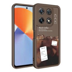 İnfinix Note 30 Pro Kılıf Kamera Korumalı Baskılı Arka Yüzey Klas Kapak Açık Kahve