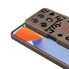 İnfinix Note 30 Pro Kılıf Kamera Korumalı Baskılı Arka Yüzey Klas Kapak Açık Kahve
