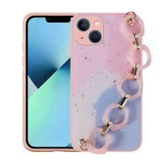 iPhone 13 Kılıf Simli Desenli El Askılı Tutacaklı Elsa Silikon Kapak