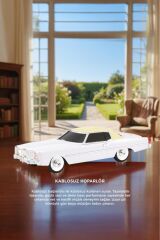 Bluetooth Hoparlör Cadillac 1969 Görünümlü Retro  Klasik Araba Tasarımlı 10W FM USB TWS Speaker D83 Beyaz