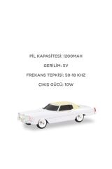 Bluetooth Hoparlör Cadillac 1969 Görünümlü Retro  Klasik Araba Tasarımlı 10W FM USB TWS Speaker D83 Beyaz