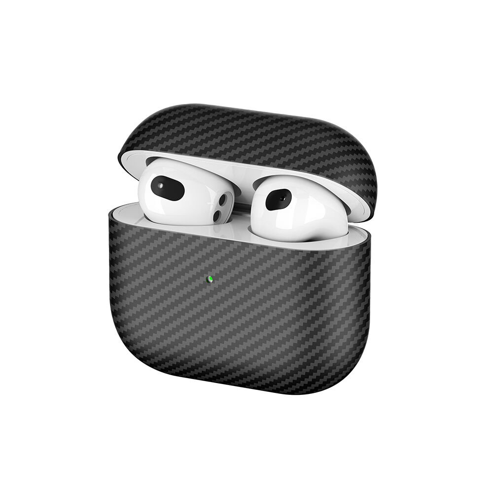 Airpods 3. Nesil Airbag 43 600D Karbon Fiber Kulaklık Kılıfı Siyah