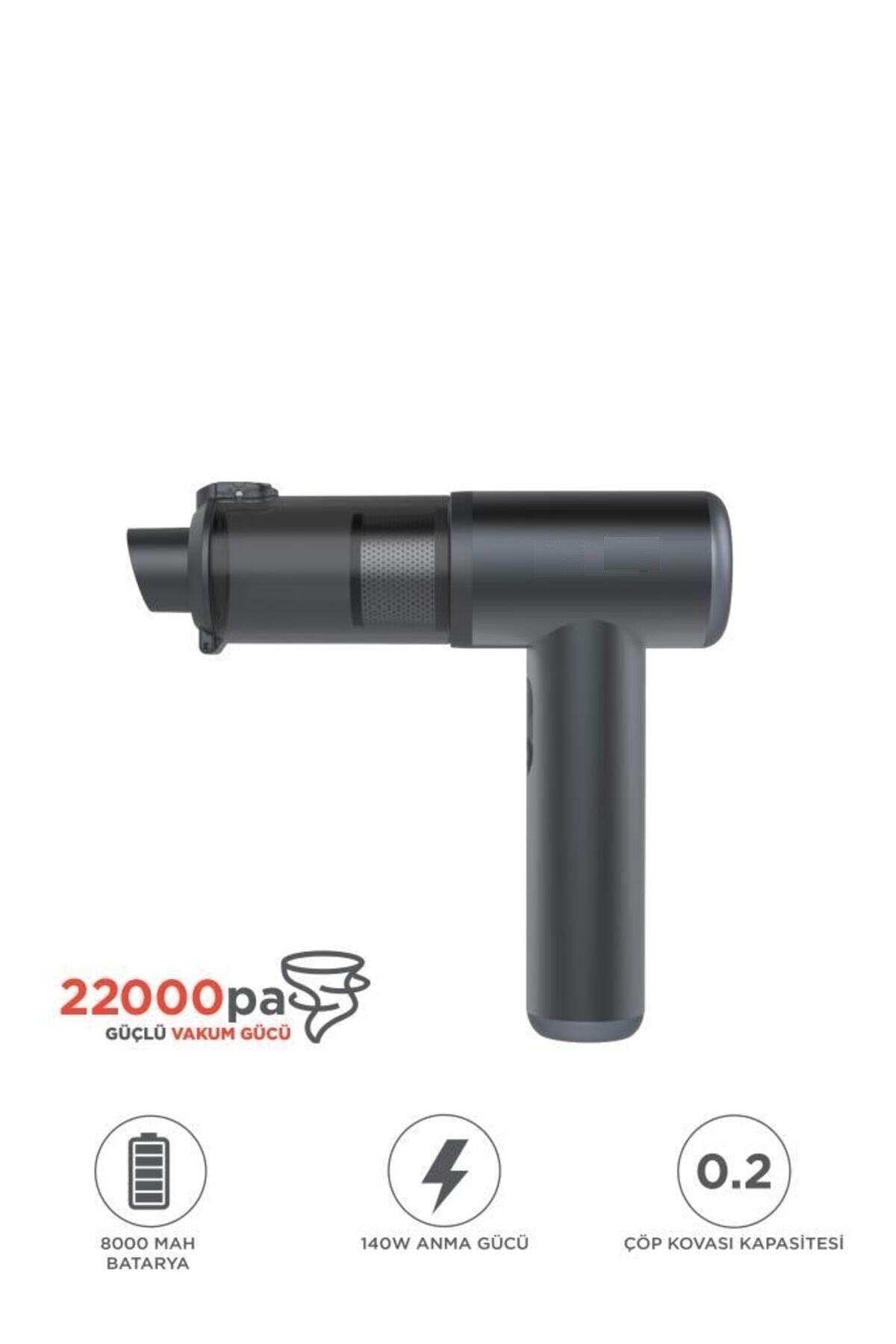 Araç İçi Süpürge 22.000PA Süper Güçlü Emiş USB-C Şarjlı Mini 8000 Mah Araba El Süpürgesi LT102