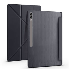 Samsung Galaxy Tab S9 Ultra Kılıf Tri Folding Kalem Bölmeli Standlı Kılıf Lacivert
