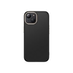 iPhone 15 Plus Kılıf Kablosuz Şarj Özellikli Karbon Fiber Görünümlü Antina Kapak