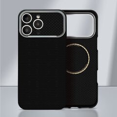 iPhone 16 Pro Max Uyumlu İphone 17 Görünümlü MagSafe Şarj Özellikli Kılıf Premium Paris Zerre Sert PC Kapak Lacivert