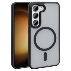 Samsung Galaxy S24 FE Kılıf Kablosuz Şarj Özellikli Mat Arka Yüzey Sio Kapak Siyah