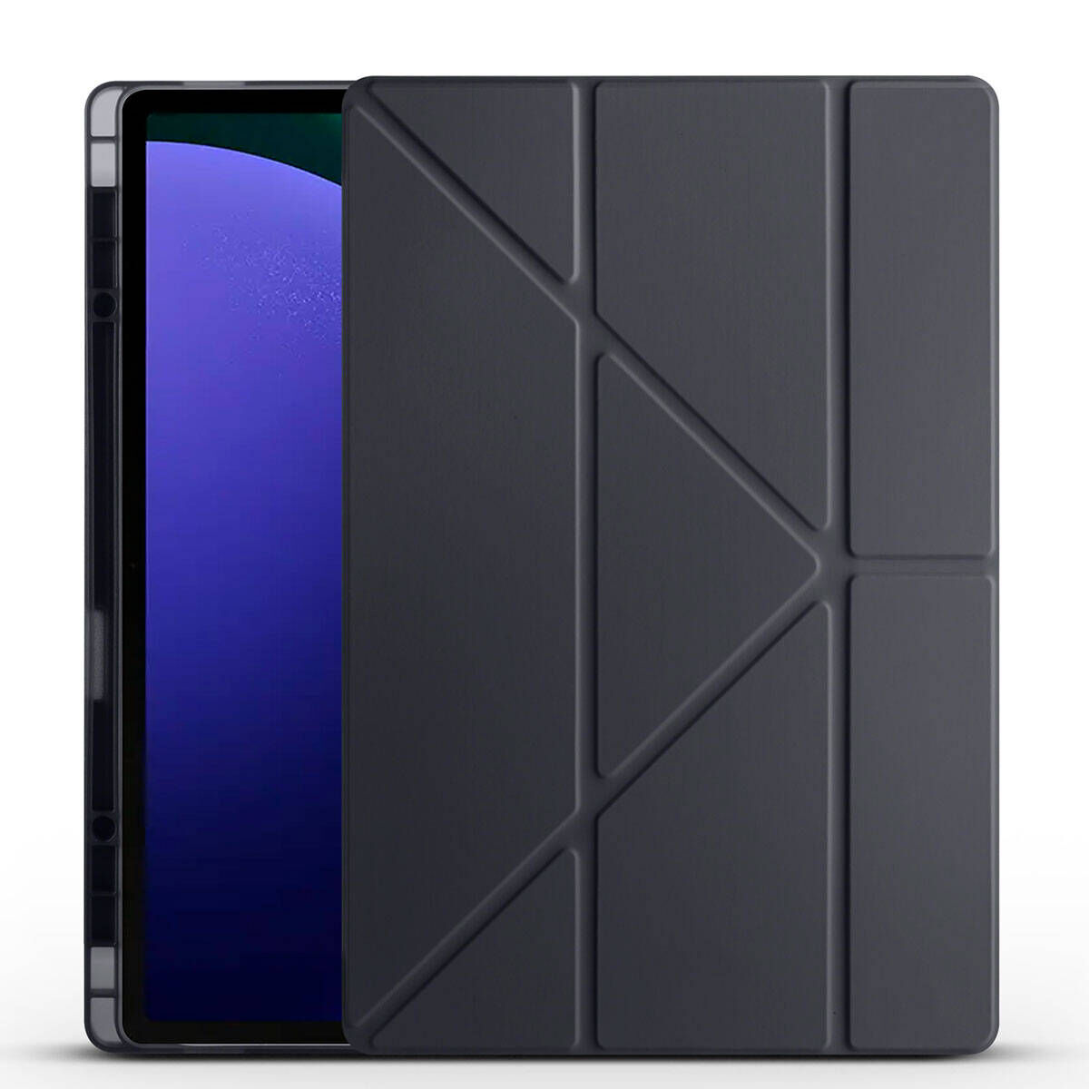 Samsung Galaxy Tab S9 Ultra Kılıf Tri Folding Kalem Bölmeli Standlı Kılıf Siyah