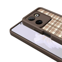Tecno Camon 20 Pro 4G Kılıf Kamera Korumalı Baskılı Arka Yüzey Klas Kapak Açık Kahve