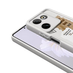 Tecno Camon 20 Pro 4G Kılıf Kamera Korumalı Baskılı Arka Yüzey Klas Kapak Açık Kahve