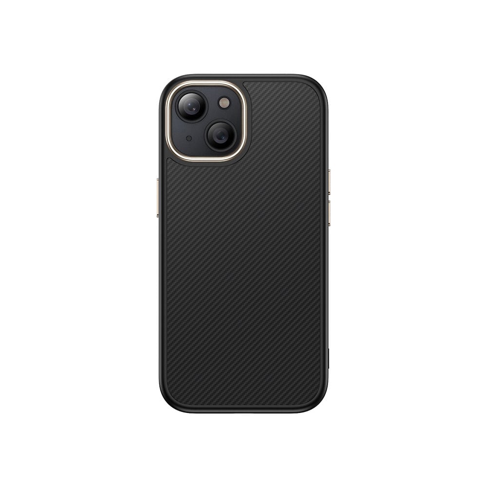 iPhone 15 Plus Kılıf Kablosuz Şarj Özellikli Karbon Fiber Görünümlü Antina Kapak Siyah