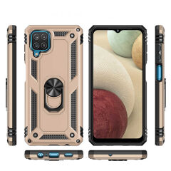 Samsung Galaxy A22 4G Kılıf Vega Tank Sert Yüzüklü Standlı Zırh Koruma Kapak Siyah