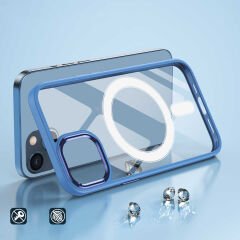 iPhone 13 Kılıf Wireless Şarj Özellikli Krom Magsafe Silikon Kapak