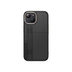 iPhone 15 Plus Kılıf Kablosuz Şarj Özellikli Karbon Fiber Görünümlü Antina Kapak Siyah-Gri