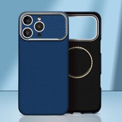 iPhone 16 Pro Max Uyumlu İphone 17 Görünümlü MagSafe Şarj Özellikli Kılıf Premium Paris Zerre Sert PC Kapak Lacivert
