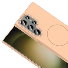 Samsung Galaxy S23 Ultra Kılıf Kablosuz Şarj Özellikli Ruby Silikon Kapak