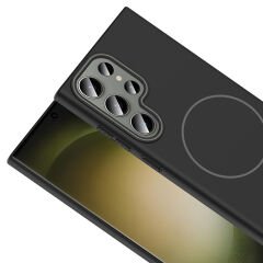 Samsung Galaxy S23 Ultra Kılıf Kablosuz Şarj Özellikli Ruby Silikon Kapak