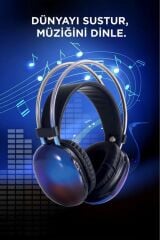 Kablosuz RGB Işıklı Kulak Üstü Bluetooth Kulaklık Siyah