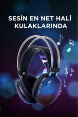 Kablosuz RGB Işıklı Kulak Üstü Bluetooth Kulaklık Siyah
