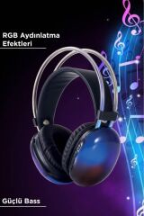 Kablosuz RGB Işıklı Kulak Üstü Bluetooth Kulaklık Siyah