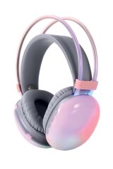 Kablosuz RGB Işıklı Kulak Üstü Bluetooth Kulaklık Pembe
