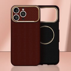 iPhone 16 Pro Max Uyumlu İphone 17 Görünümlü MagSafe Şarj Özellikli Kılıf Premium Paris Zerre Sert PC Kapak Kırmızı