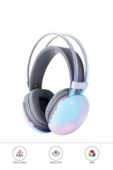 Kablosuz RGB Işıklı Kulak Üstü Bluetooth Kulaklık Beyaz