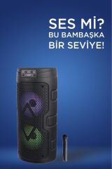 1926 Kablosuz Mikrofonlu RGB Ledli USB/TF/Radyolu Taşınabilir Bluetooth Hoparlör Parti Speaker