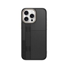iPhone 15 Pro Kılıf Kablosuz Şarj Özellikli Karbon Fiber Görünümlü Antina Kapak