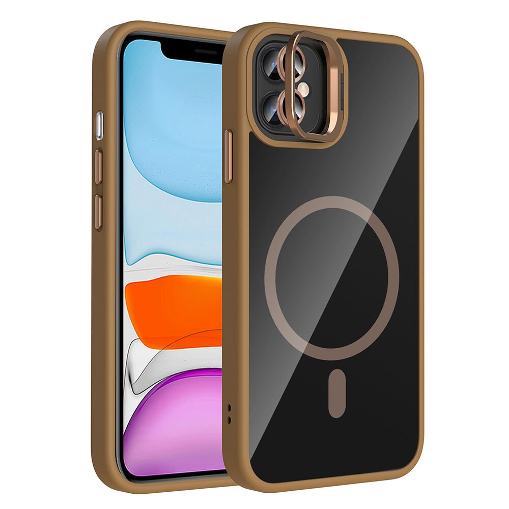 iPhone 11 Kılıf Standlı ve Kamera Lens Hediyeli Kablosuz Şarj Özellikli Etro Kapak Desert Titanyum