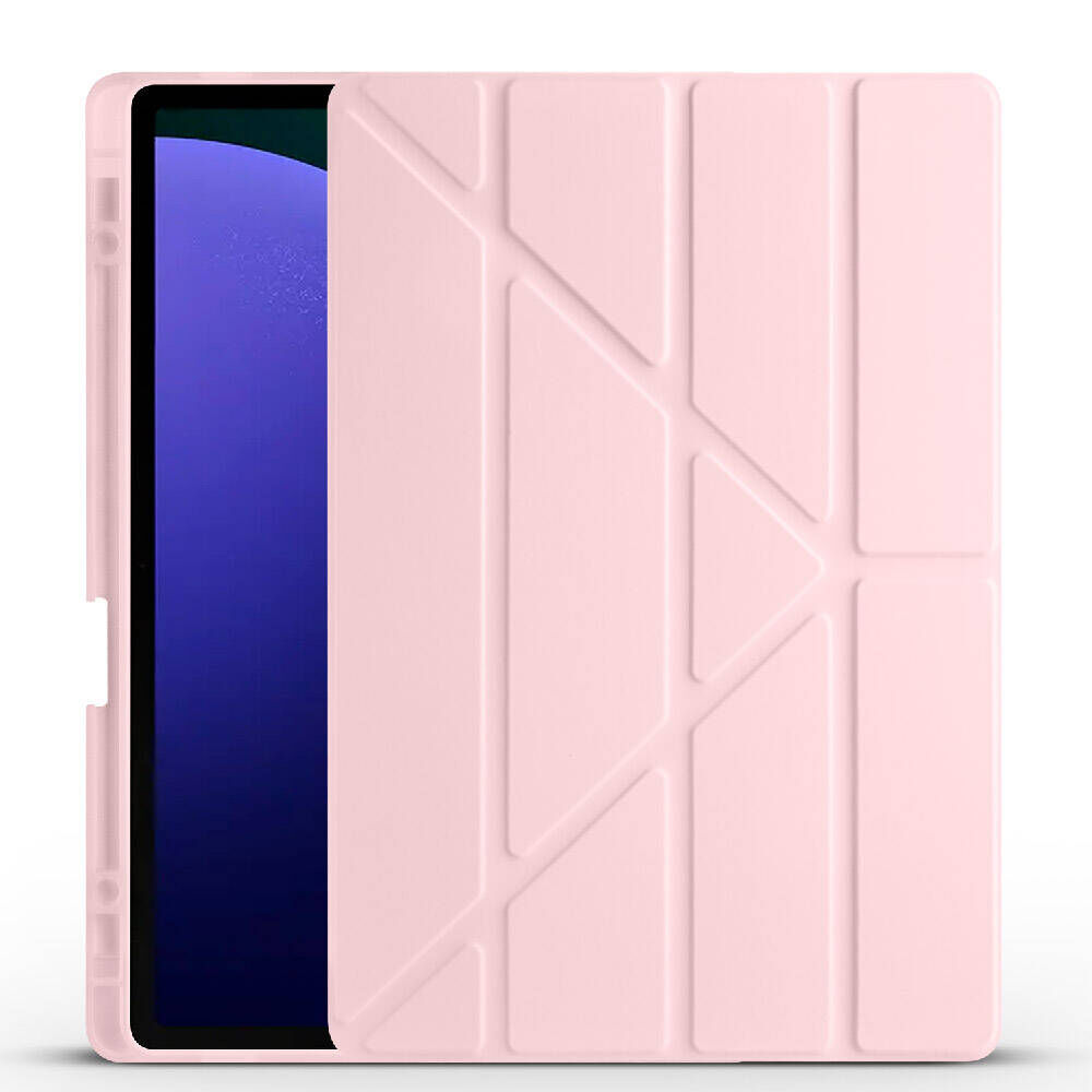 Samsung Galaxy Tab S9 Plus Kılıf Tri Folding Kalem Bölmeli Standlı Kılıf