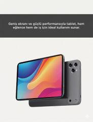 Android Tablet Kalem Klavye Mouse Full Set SIM Kartlı BTK Kayıtlı 10.1 İnç T17 Pro Max Koyu Gri