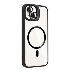 iPhone 14 Kılıf Standlı ve Kamera Lens Hediyeli Kablosuz Şarj Özellikli Etro Kapak Derin Mor