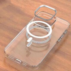 iPhone 15 Plus Kılıf Wireless Şarj Özellikli Şeffaf Efsane Kapak Kılıf