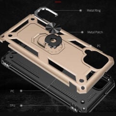 Samsung Galaxy M32 Kılıf Vega Tank Sert Yüzüklü Standlı Zırh Koruma Kapak