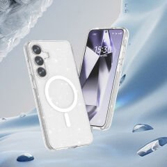 Samsung Galaxy S25 Plus Kılıf Magsafe Şarj Özellikli Parlayan Simli Saydam Renkli Allstar Kapak