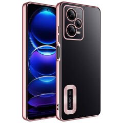 Xiaomi Redmi Note 12 5G Kamera Korumalı Logo Gösteren Omega Kapak kılıf Rose Gold