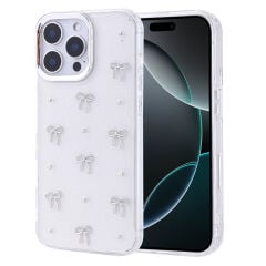 iPhone 16 Pro Kılıf Airbag Tasarımlı Simli Şeffaf Kutup Kapak Lale