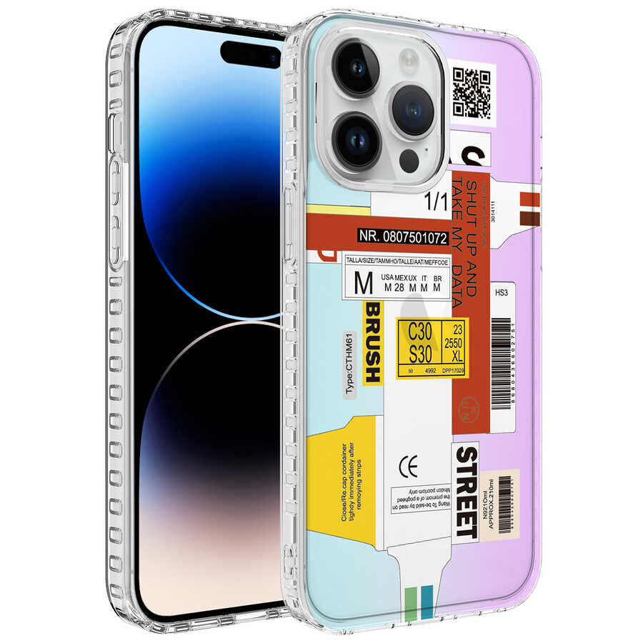 iPhone 14 Pro Kılıf Airbag Kenarlı Renkli Desenli Silikon Elegans Kapak
