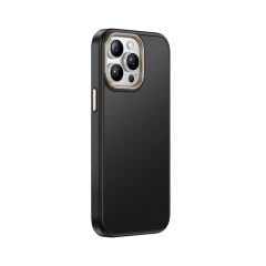 iPhone 15 Pro Max Kılıf Kablosuz Şarj Özellikli Karbon Fiber Görünümlü Antina Kapak