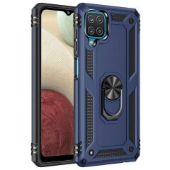 Samsung Galaxy M32 Kılıf Vega Tank Sert Yüzüklü Standlı Zırh Koruma Kapak Mavi
