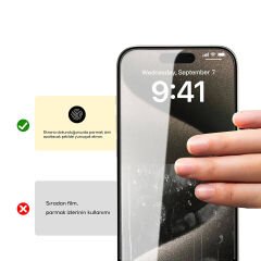 iPhone 15 Plus Rika Premium Hayalet Privacy Temperli Cam Ekran Koruyucu