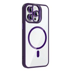 iPhone 14 Pro Max Kılıf Standlı ve Kamera Lens Hediyeli Kablosuz Şarj Özellikli Etro Kapak