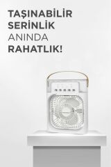 Type-C Girişli Masaüstü Mini Klima Gece Lambalı Buharlı Hava Soğutucu Vantilatör 3 Kademeli Taşinabilir Soğutucu 600 Ml