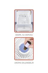 Type-C Girişli Masaüstü Mini Klima Gece Lambalı Buharlı Hava Soğutucu Vantilatör 3 Kademeli Taşinabilir Soğutucu 600 Ml