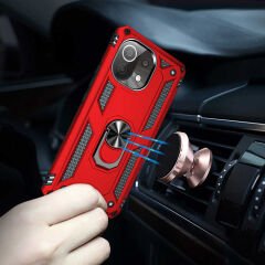 Xiaomi Mi 11 Lite Kılıf Vega Tank Sert Yüzüklü Standlı Zırh Koruma Kapak
